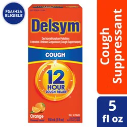 Delsym Adult Cough Suppressant Liquid, Orange Flavor, 5 Ounce
