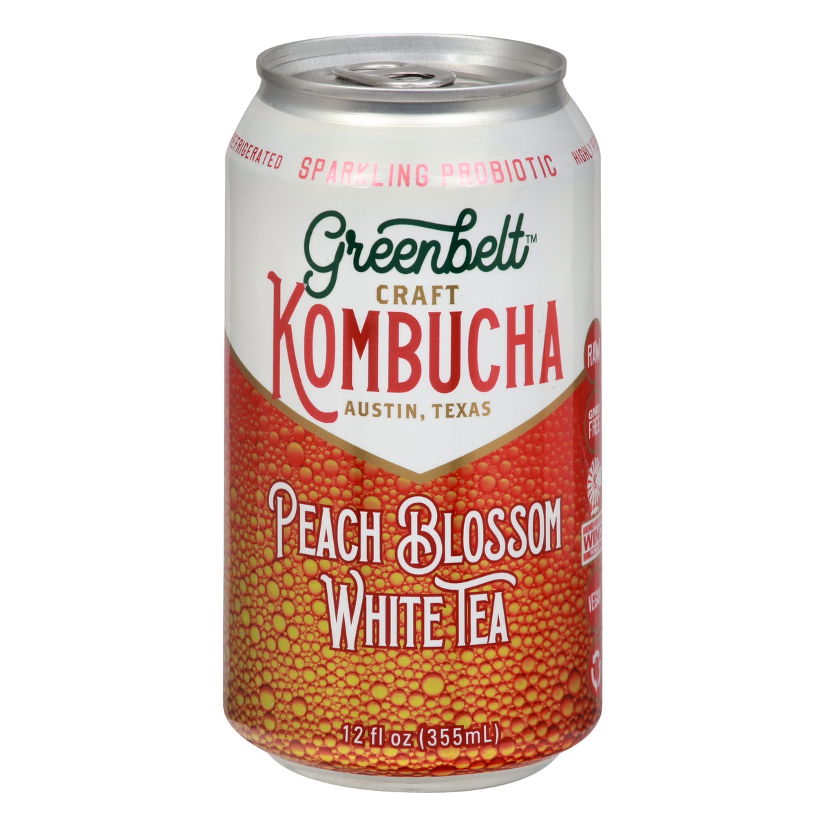 slide 1 of 1, Greenbelt Peach Blossom White Tea Craft Kombucha - 12 oz, 12 oz