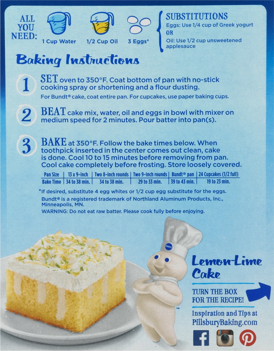 slide 8 of 9, Pillsbury Moist Supreme Lemon Cake Mix 15.25 oz, 15.25 oz