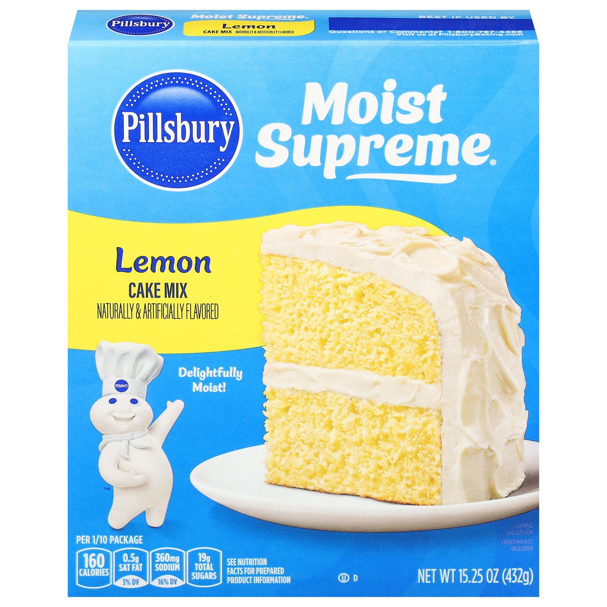 slide 1 of 9, Pillsbury Moist Supreme Lemon Cake Mix 15.25 oz, 15.25 oz