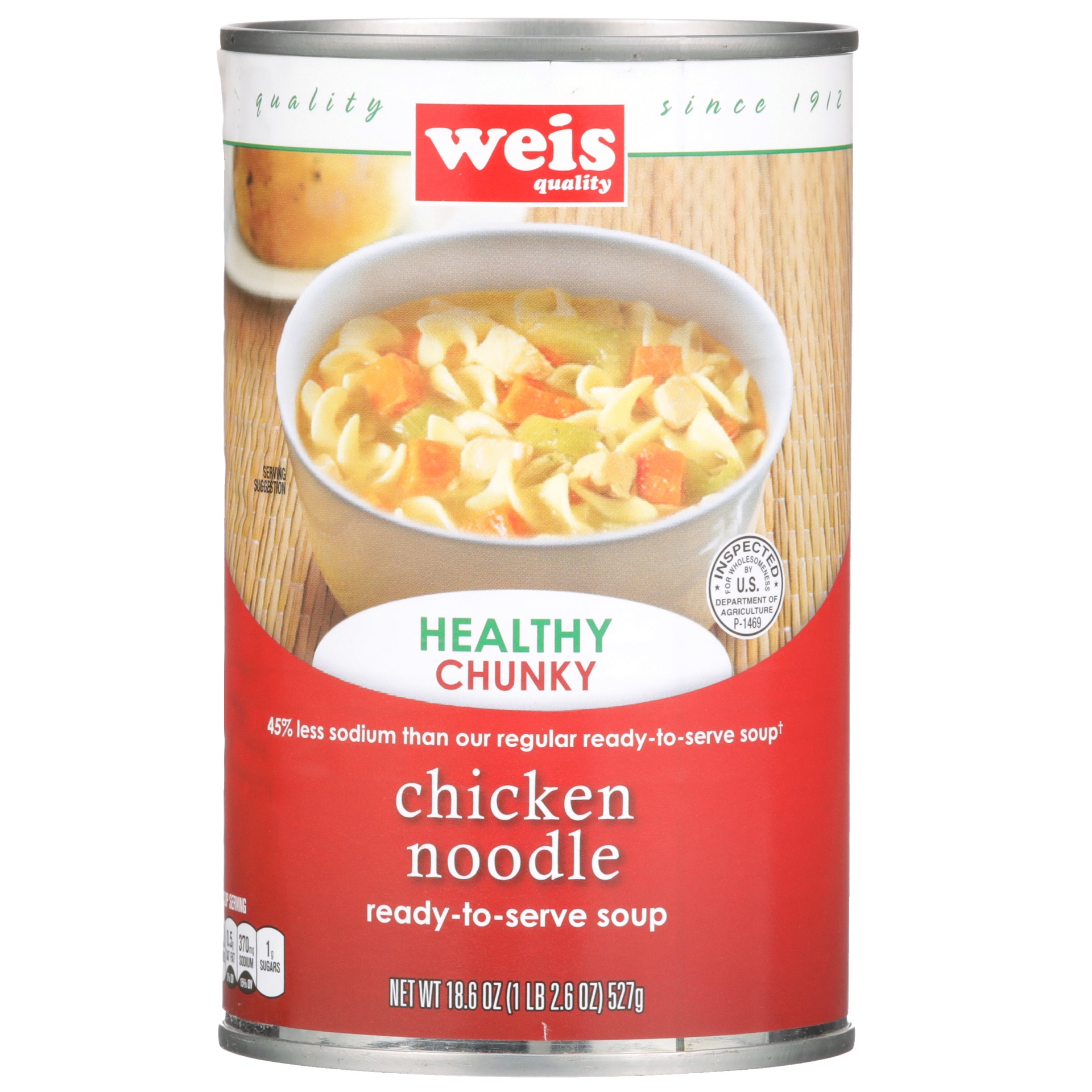 slide 1 of 6, Weis Quality Chicken Noodle Healthy Chunky Soup, 18.6 oz