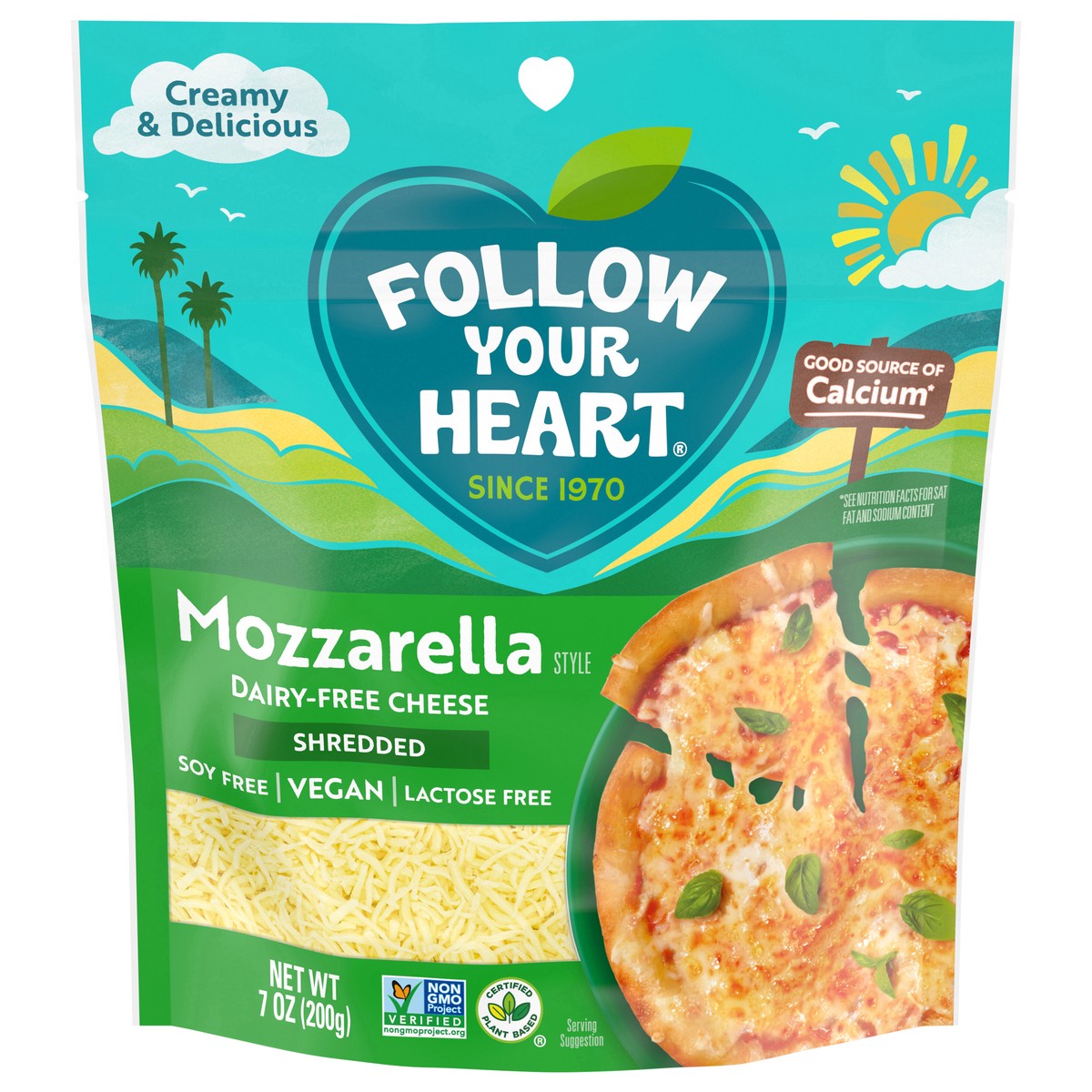 slide 1 of 13, Follow Your Heart Dairy Free Cheese, Shredded Mozzarella Style, Non-GMO, Gluten Free, Lactose Free, A Vegan, Plant Based Cheese, Great on Sandwiches or Beautifully Melty for Nachos, 7 OZ Pack, 7 oz