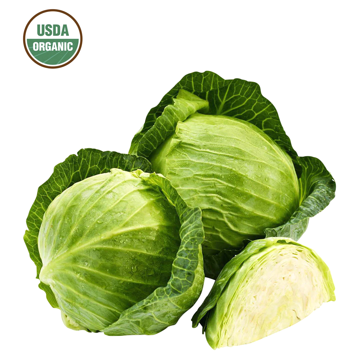 slide 1 of 2, Organic Green Cabbage, 1 ct