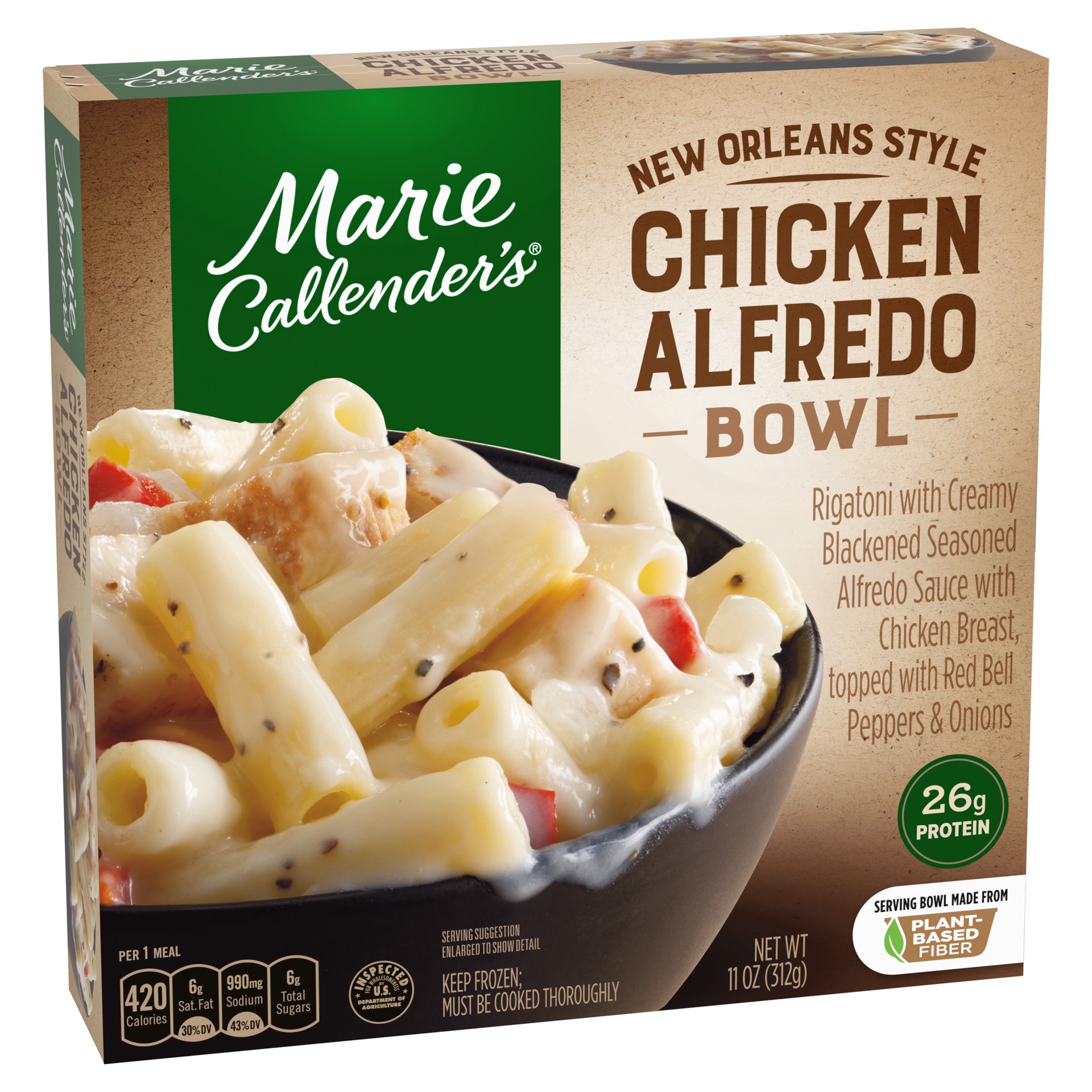 slide 2 of 5, Marie Callender's New Orleans Style Chicken Alfredo Bowl, Frozen Meal, 11 oz., 11 oz