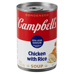 Campbell's Condensed 25% Less Sodium Chicken and Rice Soup, 10.5 oz Can