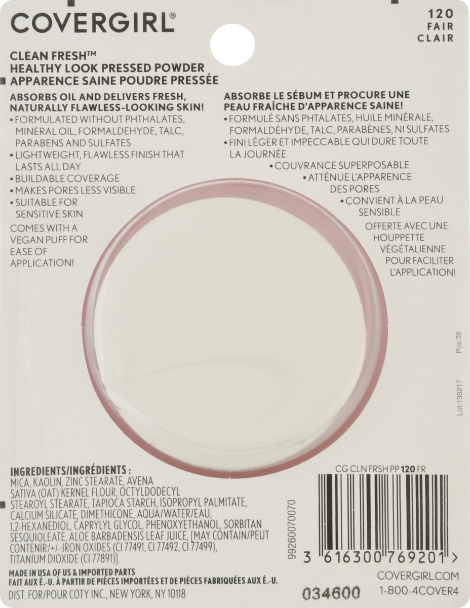 slide 6 of 9, Covergirl Clean Fresh Fair 120 Pressed Powder 10 gr, 2.336 oz