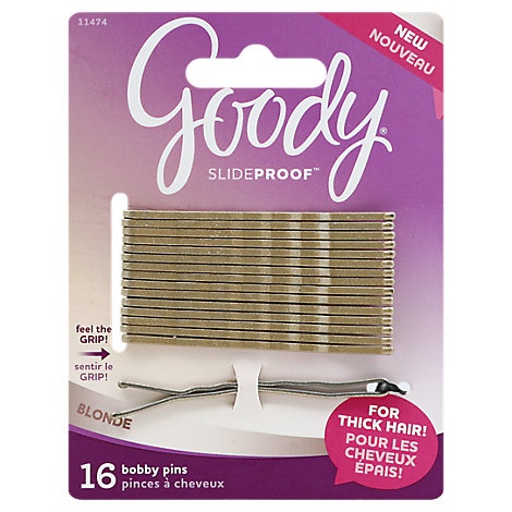 slide 1 of 1, Goody Slideproof Bobby Pins Thick Hair Blonde, 16 ct