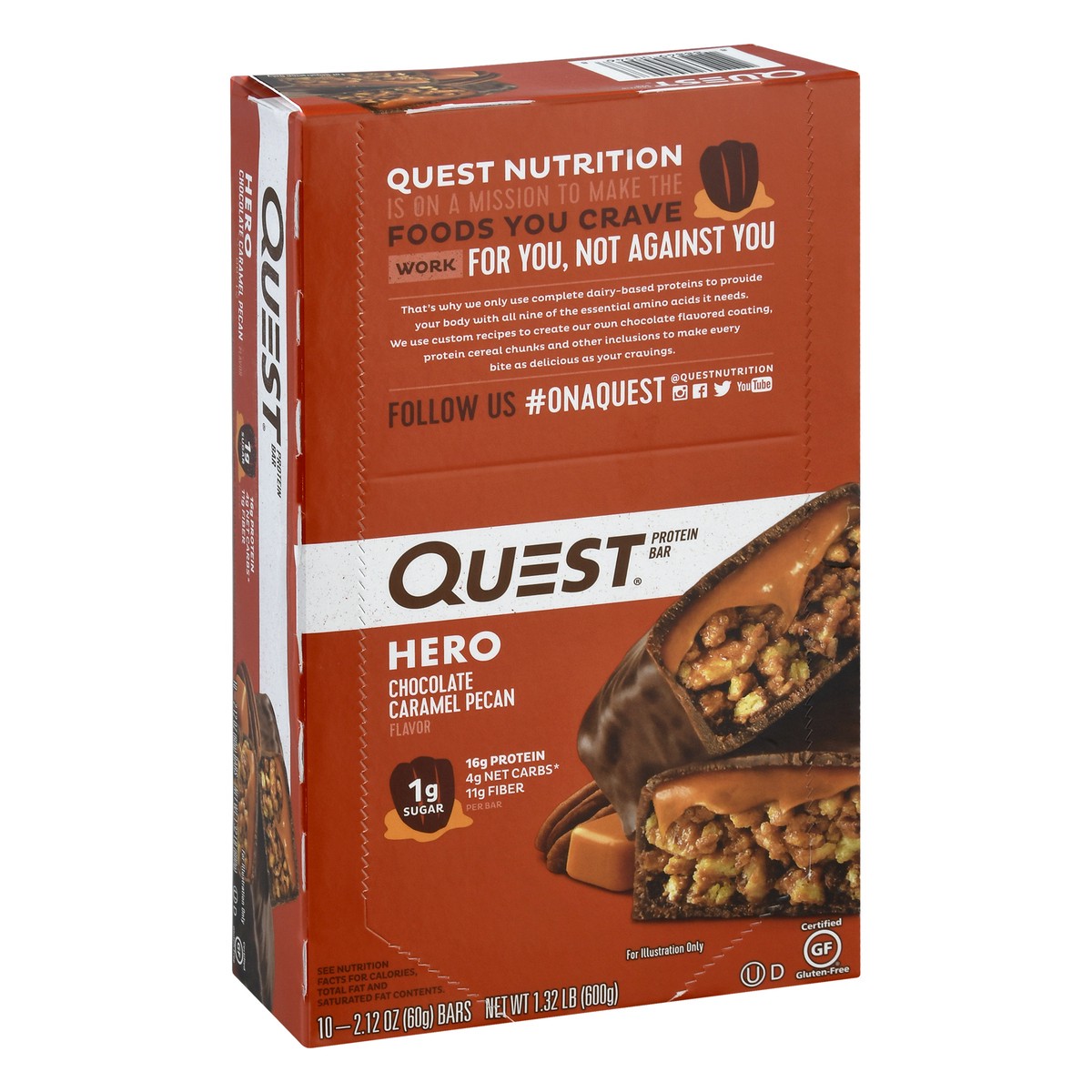 slide 2 of 9, Quest Hero Chocolate Caramel Pecan Flavor Protein Bar 10 ea, 10 ct