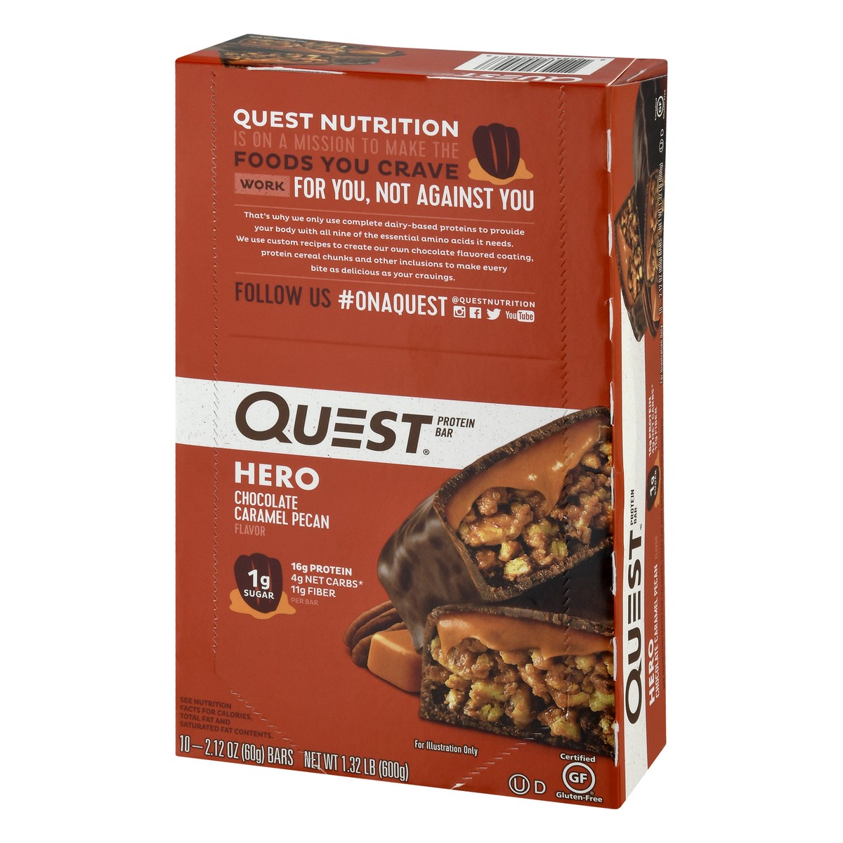 slide 3 of 9, Quest Hero Chocolate Caramel Pecan Flavor Protein Bar 10 ea, 10 ct