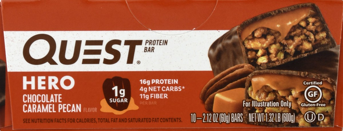 slide 4 of 9, Quest Hero Chocolate Caramel Pecan Flavor Protein Bar 10 ea, 10 ct