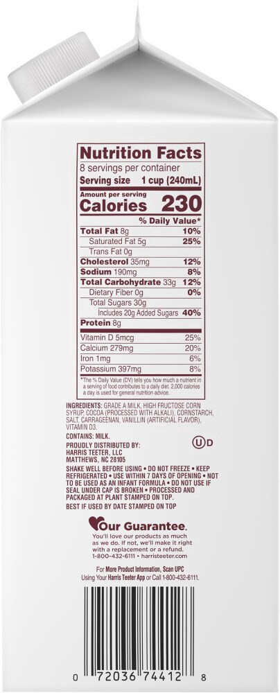 slide 2 of 4, Harris Teeter® Chocolate Whole Milk, 1/2 gal