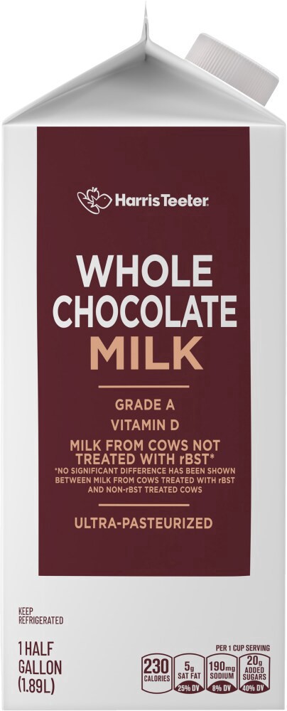 slide 4 of 4, Harris Teeter® Chocolate Whole Milk, 1/2 gal