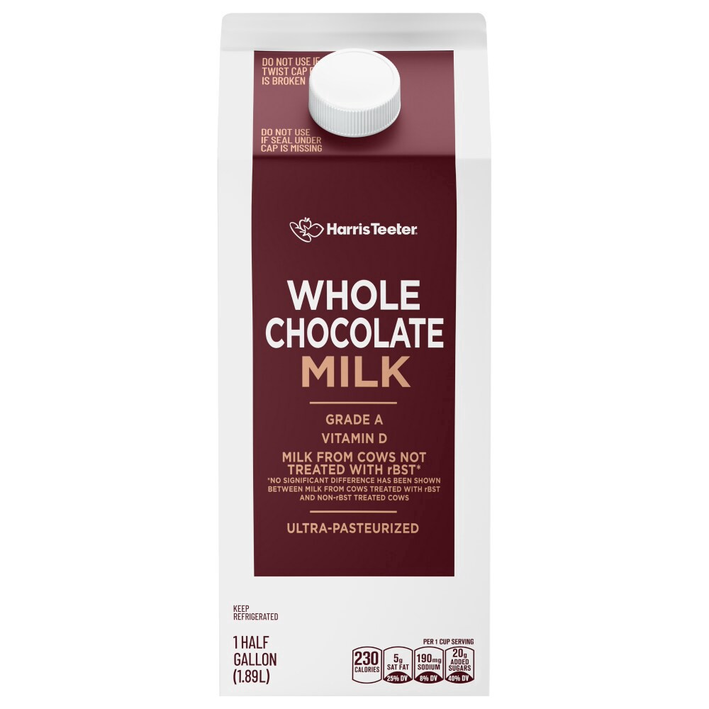 slide 1 of 4, Harris Teeter® Chocolate Whole Milk, 1/2 gal