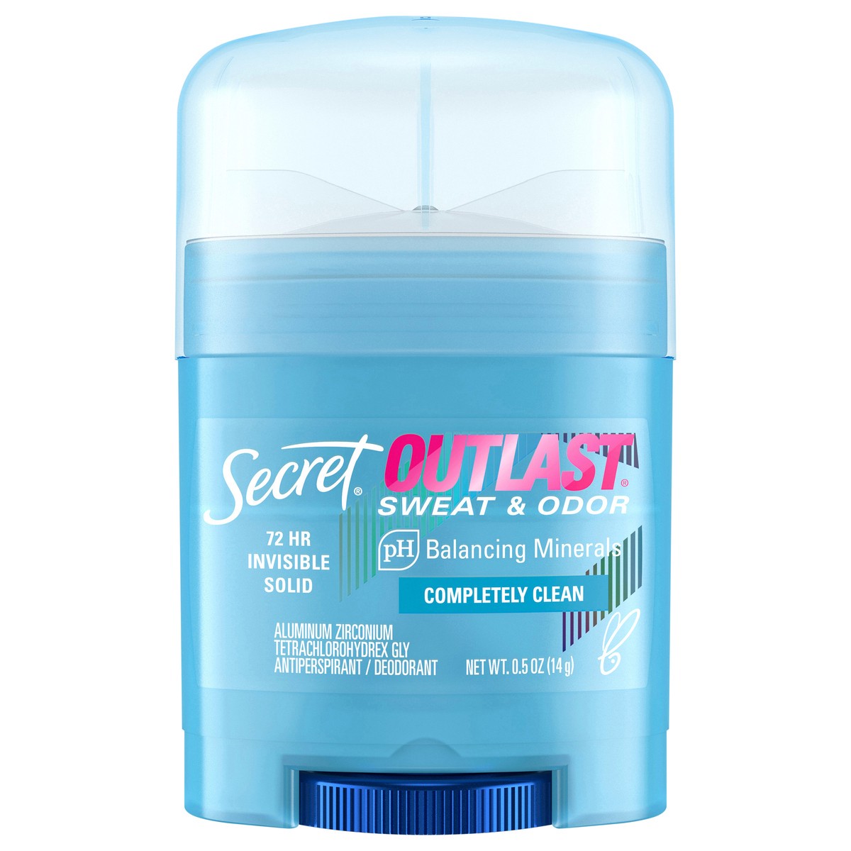 slide 1 of 3, Secret Outlast Invisible Solid Antiperspirant Deodorant for Women, Completely Clean Scent, 2.6 oz, 0.5 oz