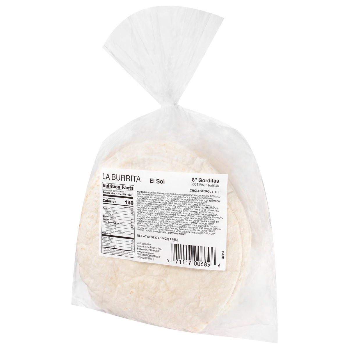 slide 8 of 9, La Burrita Flour Tortilla, 36 ct