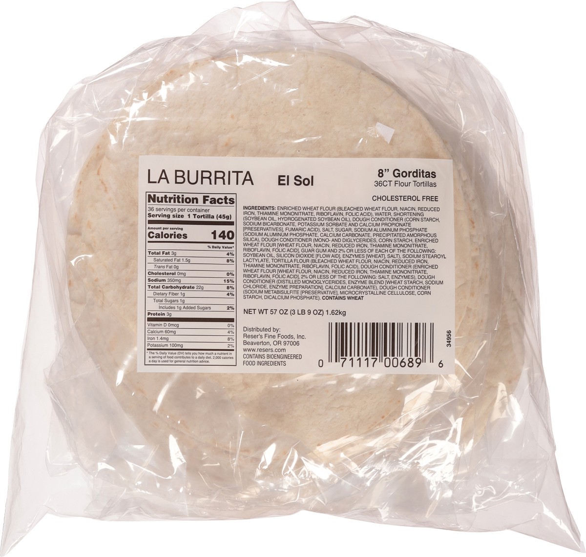 slide 5 of 9, La Burrita Flour Tortilla, 36 ct
