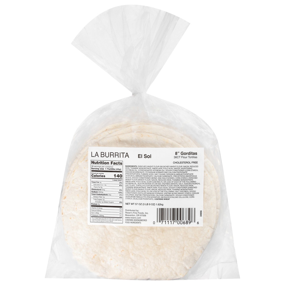 slide 1 of 9, La Burrita Flour Tortilla, 36 ct