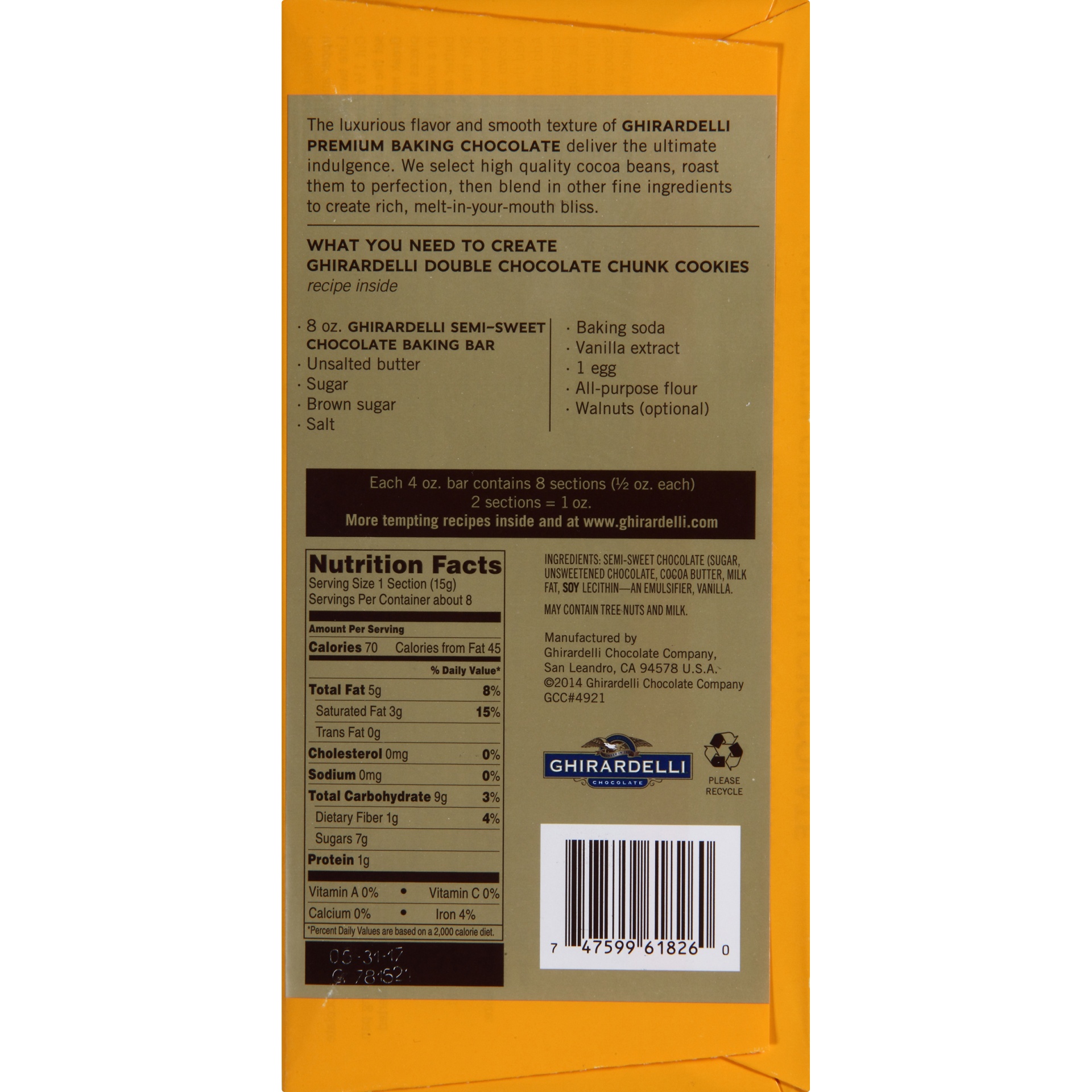 Ghirardelli Chocolate SemiSweet Chocolate Premium Baking Bar 4 oz Shipt