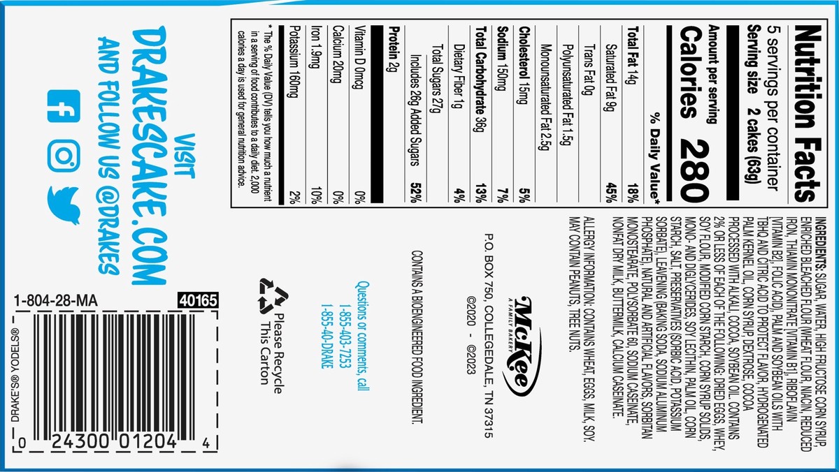 slide 13 of 13, Drake's Cakes, Drake's Family Pack YODELS cakes, 10 ct