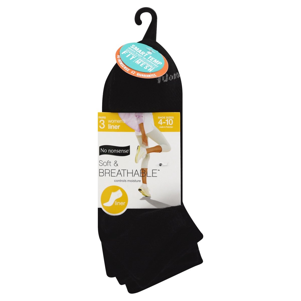 slide 1 of 1, No Nonsense Soft & Breathable Black Ankle Socks, Size 4-9, 3 pair