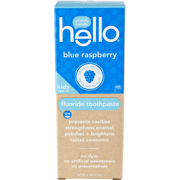 slide 1 of 8, Hello Kids Blue Raspberry Fluoride Toothpaste, 4.2 oz
