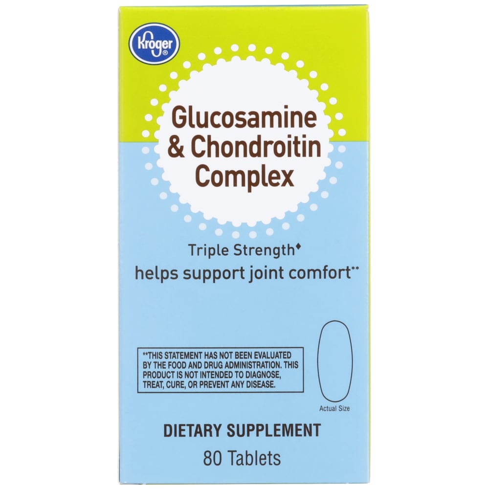 slide 1 of 1, Kroger Triple Strength Glucosamine & Chondroitin Complex Tablets 80 Count, 80 ct