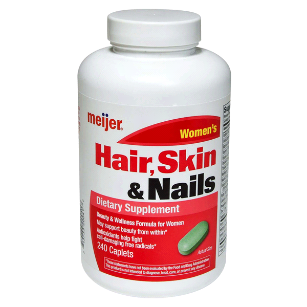 slide 1 of 1, Meijer Women's Hair, Skin & Nails Caplets, 240 ct