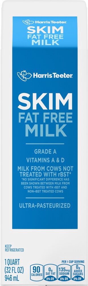 slide 4 of 4, Harris Teeter® Fat Free Skim Milk, 1 qt