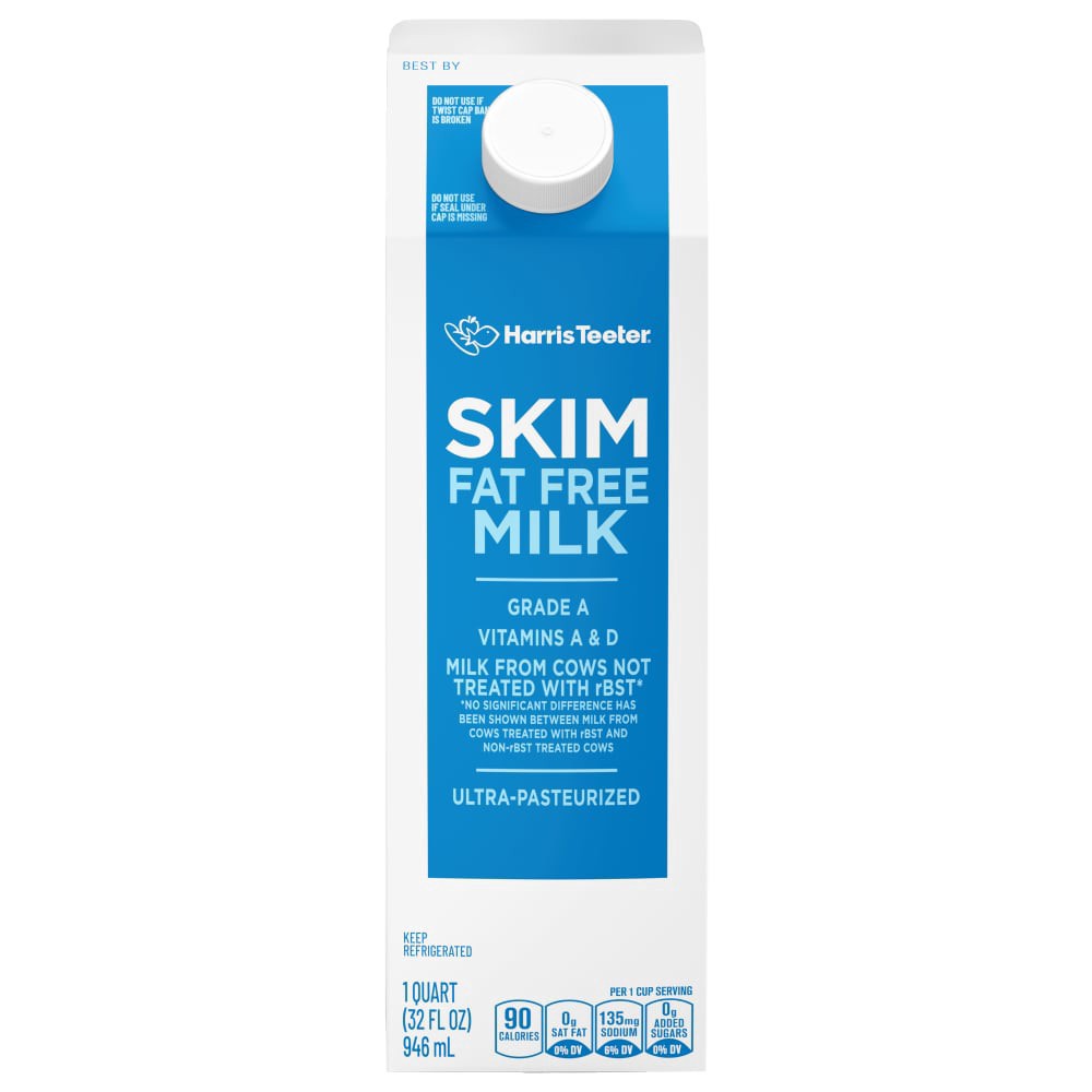 slide 3 of 4, Harris Teeter® Fat Free Skim Milk, 1 qt