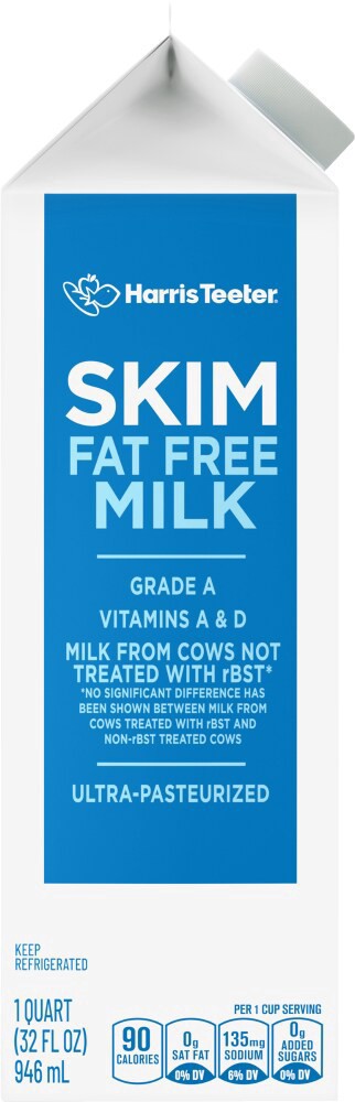 slide 2 of 4, Harris Teeter® Fat Free Skim Milk, 1 qt