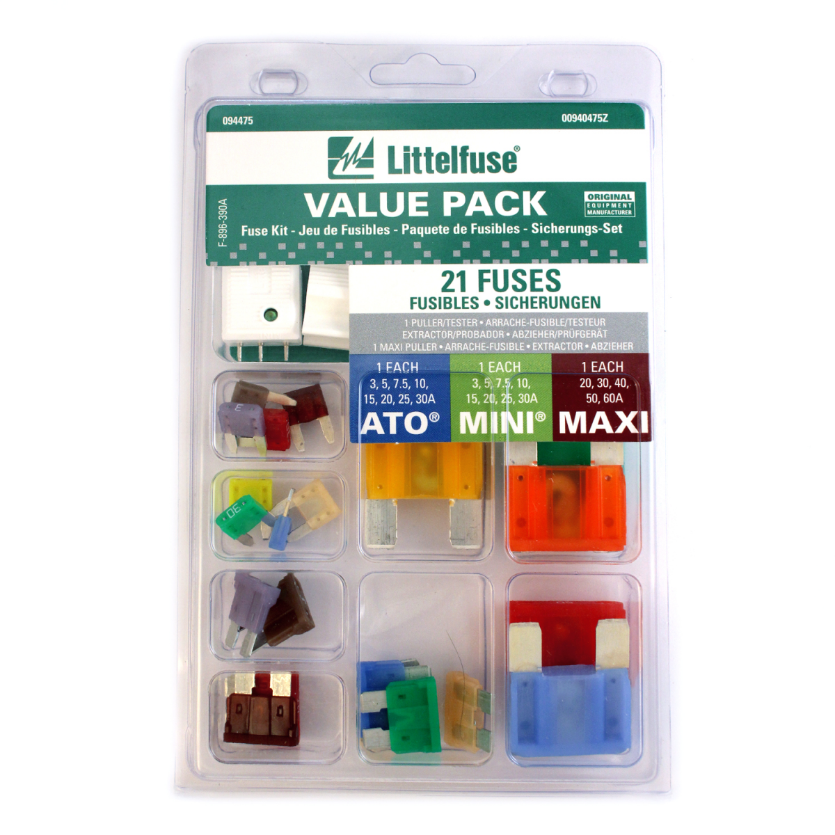slide 1 of 1, Littelfuse Assorted Value Pack - Mini/ATO/Maxi 32V - 21 pc, 21 ct