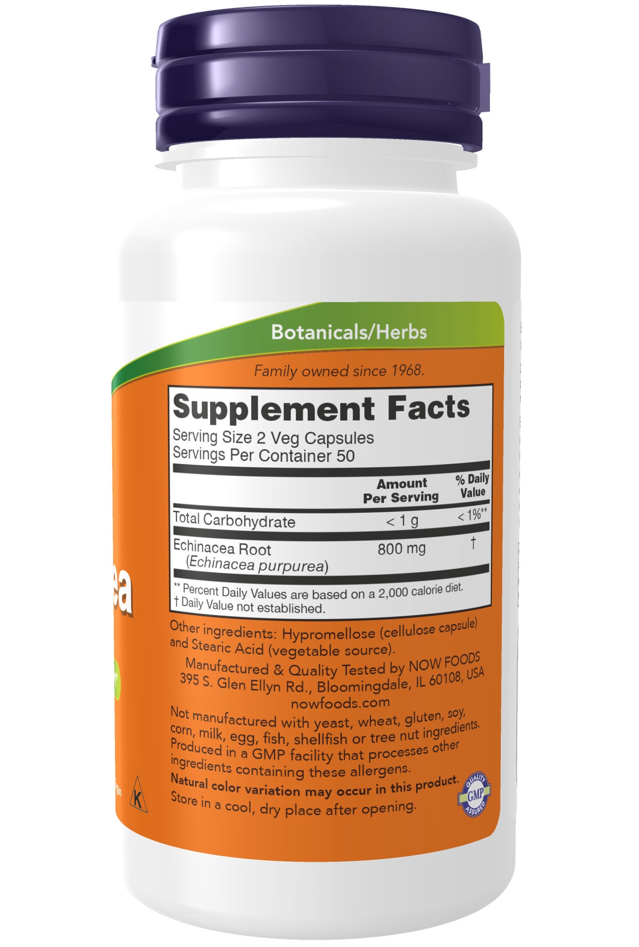 slide 2 of 4, NOW Supplements Echinacea 400 mg - 100 Veg Capsules, 100 ct
