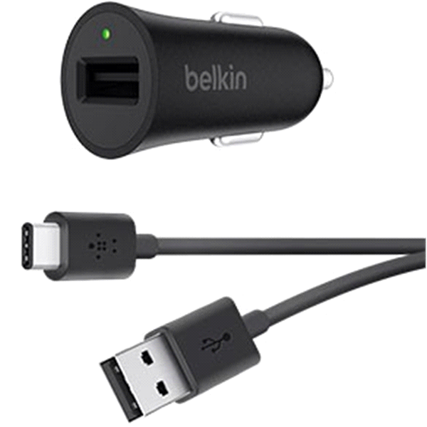 slide 1 of 1, Belkin BOOSTUP Quick Charge 3.0 Car Charger with USB-A to USB-C Cable (USB Type-C), 4 ft