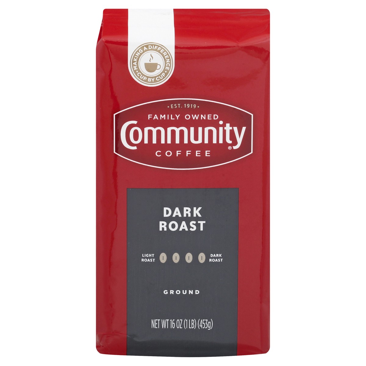slide 1 of 9, Community Coffee Dark Roast Ground Coffee 16 oz, 16 oz
