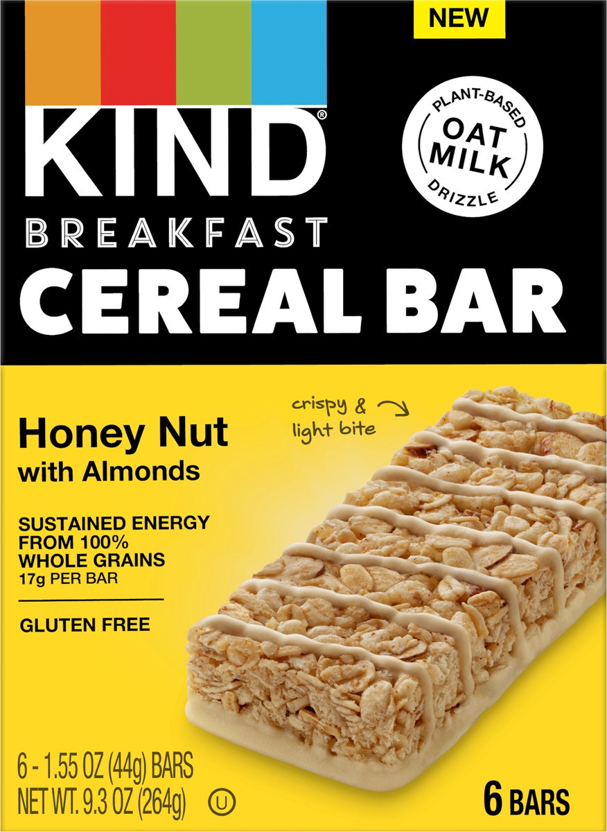 slide 5 of 9, KIND Breakfast Cereal Bars, Honey Nut with Almonds, 1.55 Ounces, 6 Count, 6 ct