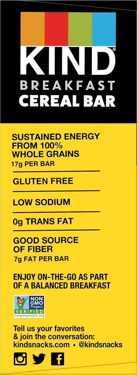 slide 3 of 9, KIND Breakfast Cereal Bars, Honey Nut with Almonds, 1.55 Ounces, 6 Count, 6 ct