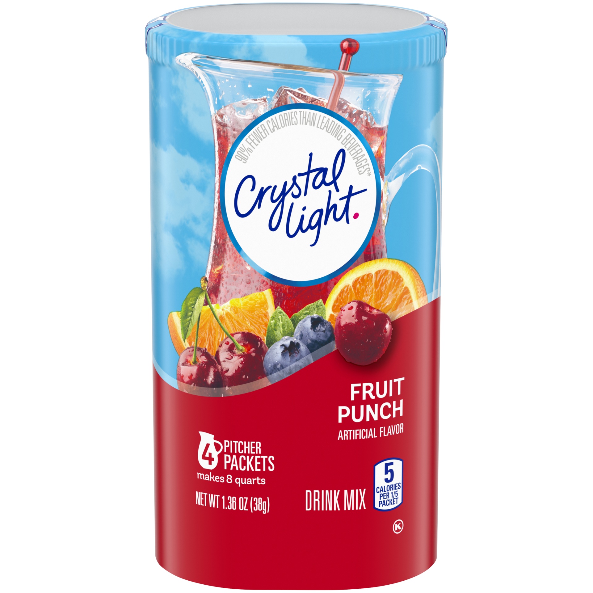 slide 1 of 10, Crystal Light Fruit Punch Artificially Flavored Powdered Drink Mix Pitcher, 1.36 oz