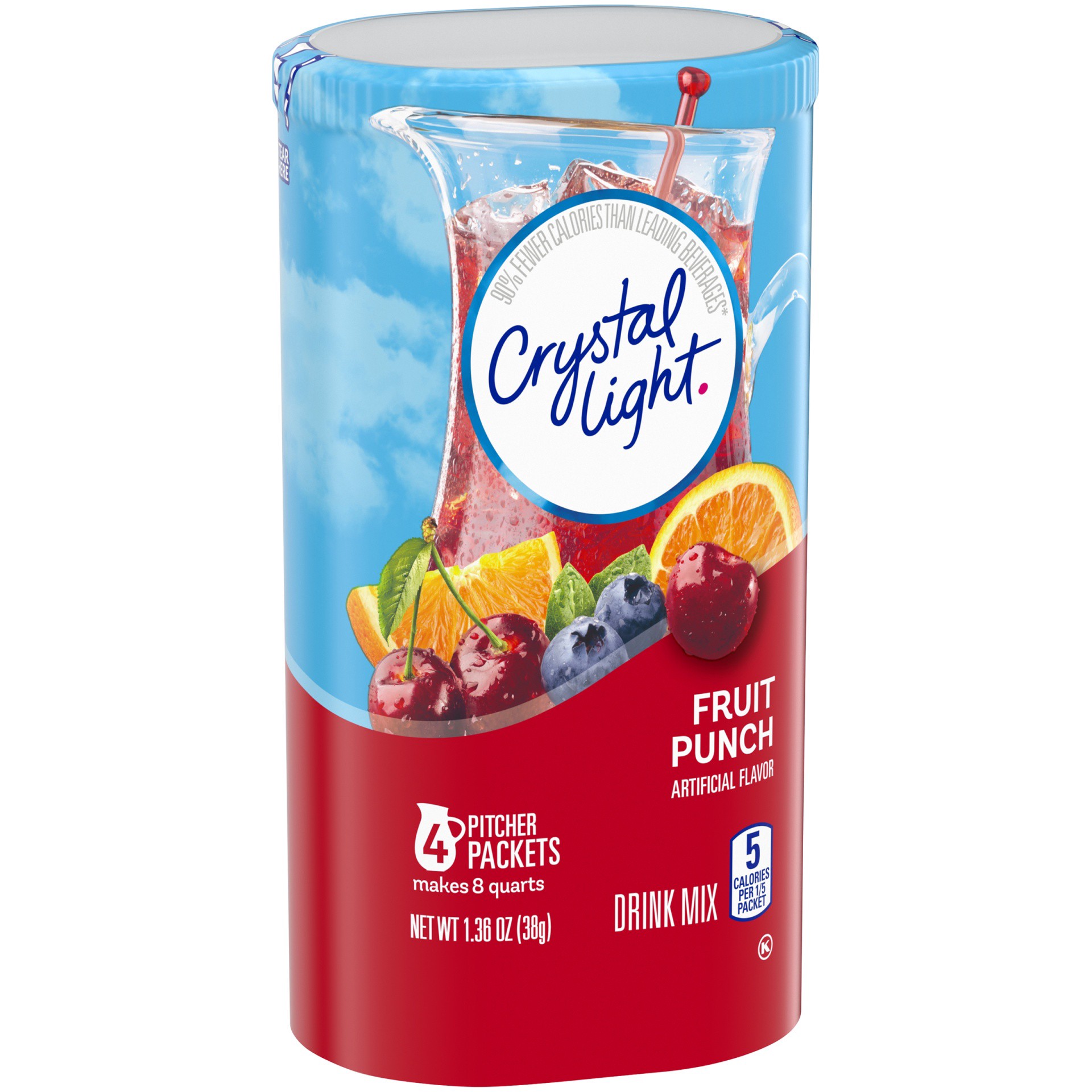 slide 5 of 10, Crystal Light Fruit Punch Artificially Flavored Powdered Drink Mix, 4 ct Pitcher Packets, 4 ct