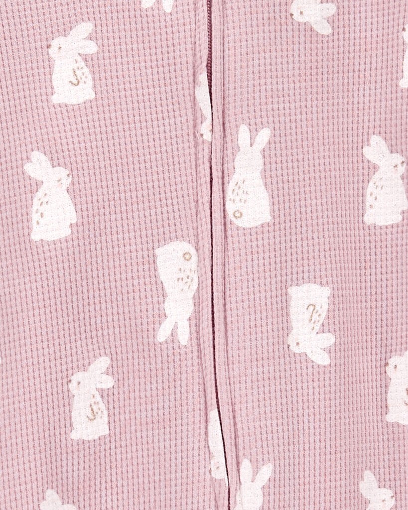 slide 2 of 2, Carter's Baby Bunny 2-Way Zip Thermal Sleep & Play Pajamas Pink NB, 1 ct