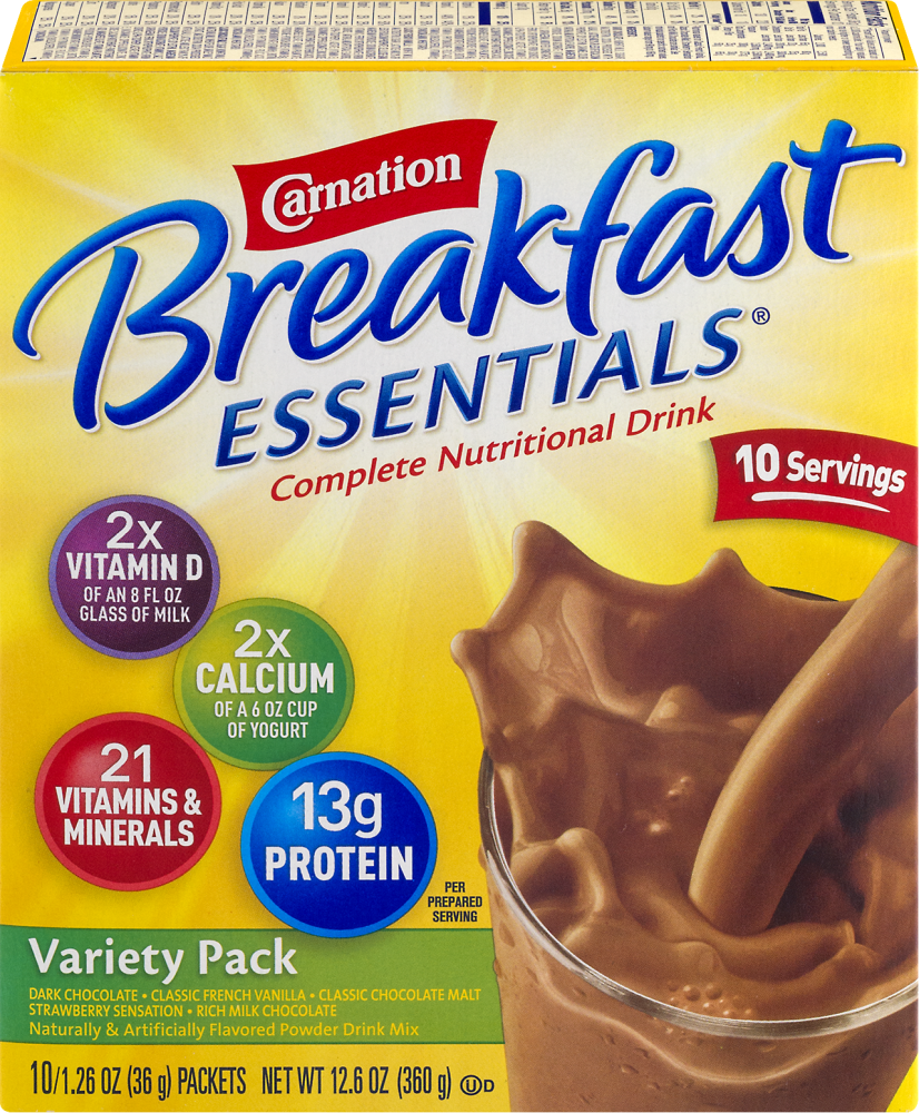 slide 1 of 3, Carnation Breakfast Essentials Complete Nutrition Drink Variety Pack - 10 ct, 10 ct