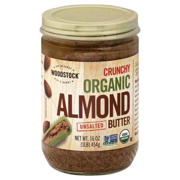 slide 1 of 1, Woodstock Organic No Salt Added Crunchy Almond Butter, 16 oz