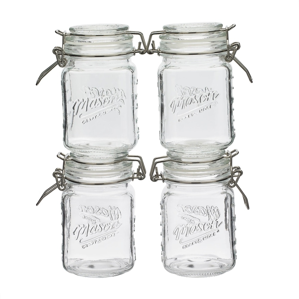 slide 1 of 1, Mason Craft & More Glass Preserving Jars - 12 Ounce - Clear/Silver, 4 ct