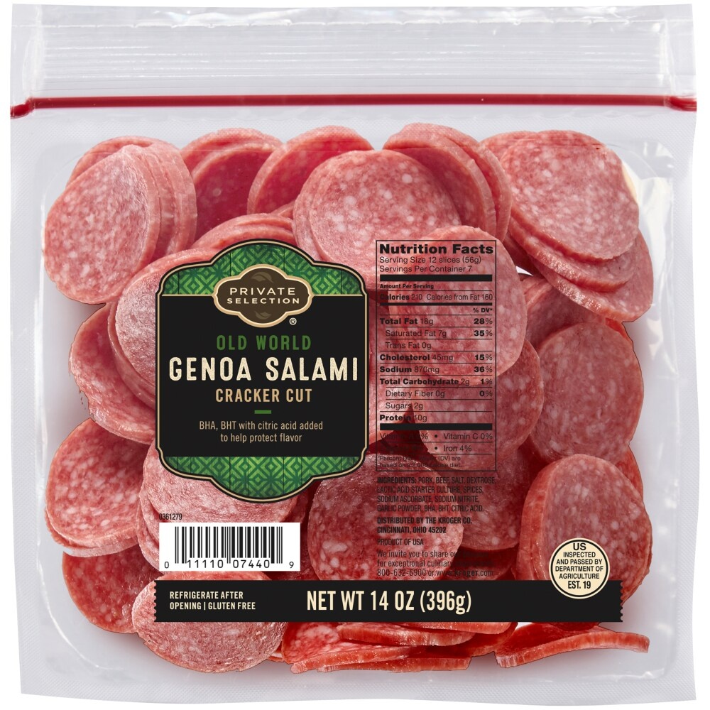 slide 1 of 1, Private Selection Old World Cracker Cut Genoa Salami, 14 oz