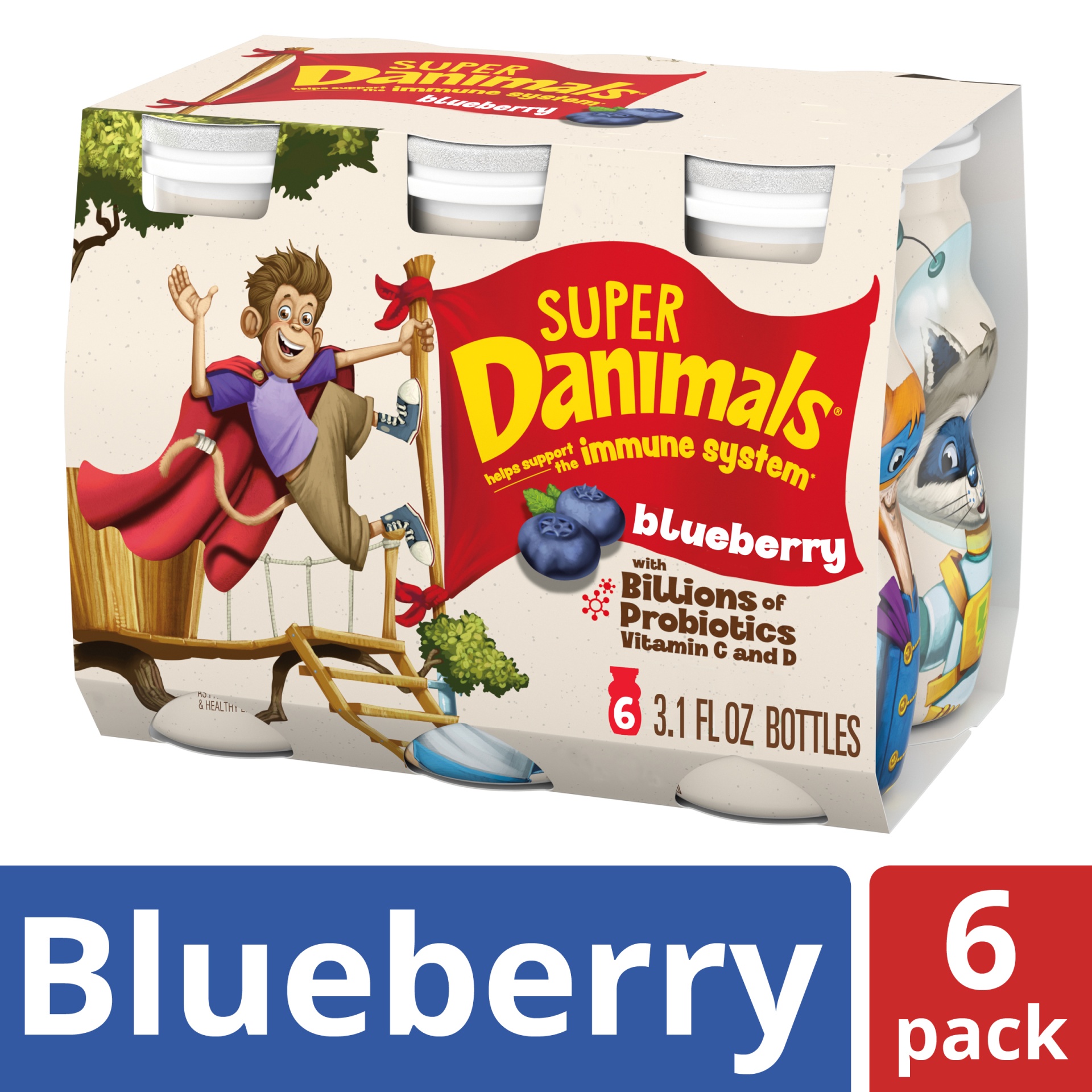 slide 1 of 7, Super Danimals Blueberry Smoothies, 6 ct 3.1 oz