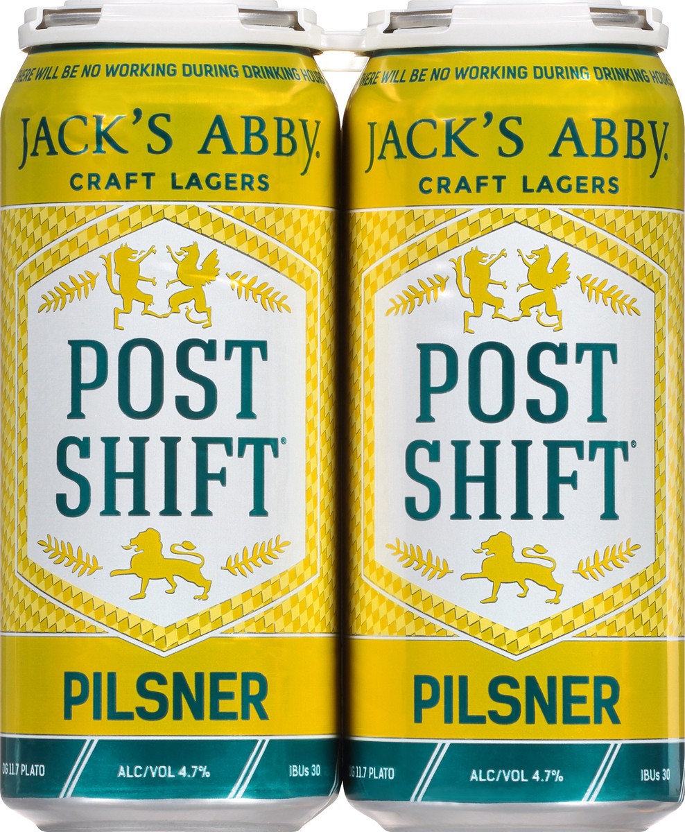 slide 4 of 10, Jack's Abby Pilsner Post Shift Beer 4 ea, 16 oz