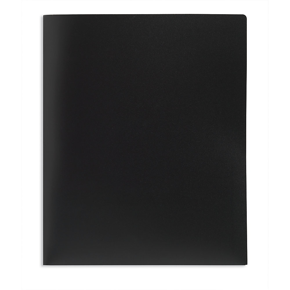 slide 1 of 1, Office Depot Brand School-Grade 2-Pocket Poly Folder, Letter Size, Black, 1 ct