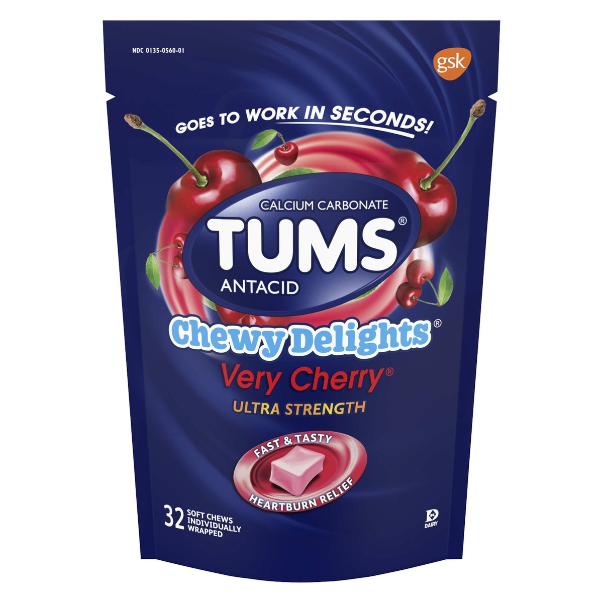 slide 1 of 1, Tums Ultra Delight Chewy Antacids - Very Cherry - 32ct, 32 ct