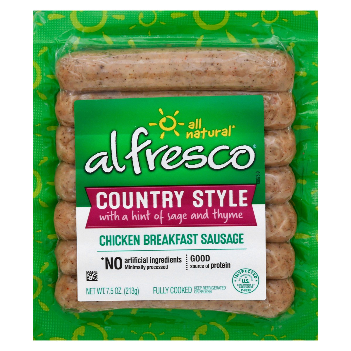 slide 1 of 9, Al Fresco Country Style Chicken Breakfast Sausage Links, 7.5 oz