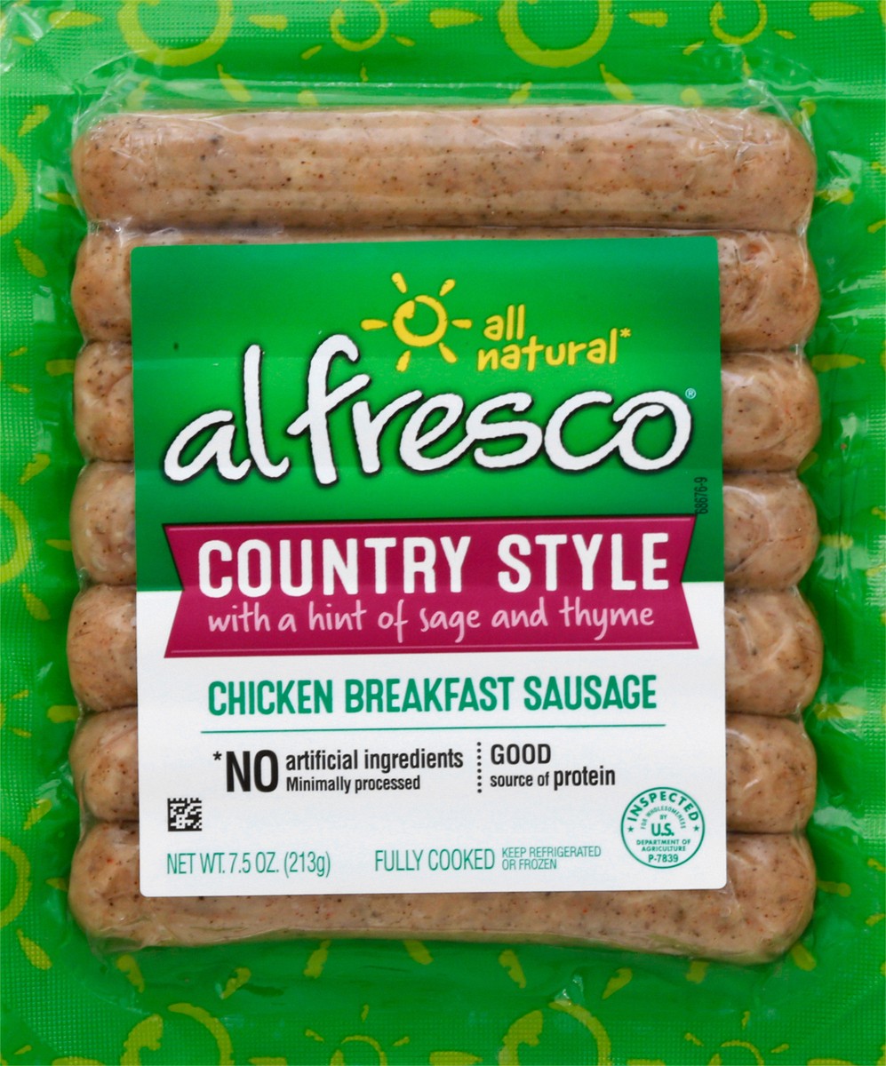 slide 1 of 9, Al Fresco Country Style Chicken Breakfast Sausage Links, 7.5 oz