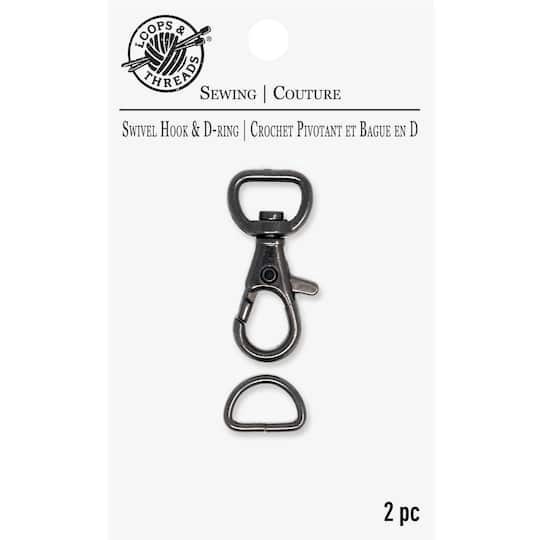 slide 1 of 3, Swivel Hook & D-Ring By Loops & Threads, 2 in x 0.63 in